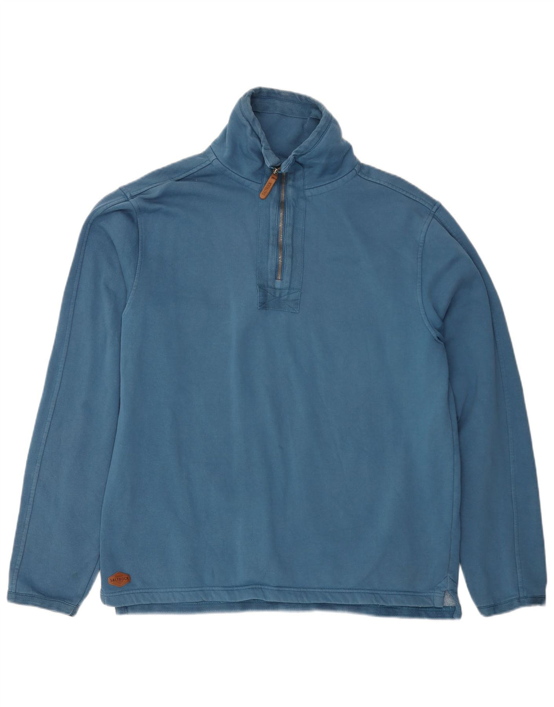 Saltrock Felpa da uomo con collo con zip, maglione grande, cotone blu