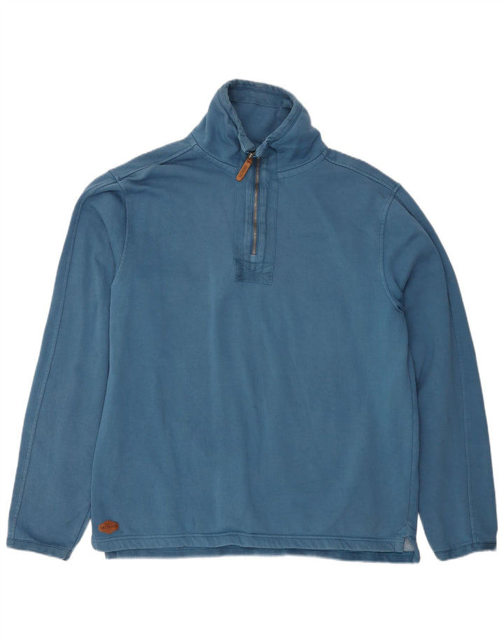 Saltrock Felpa da uomo con collo con zip, maglione grande, cotone blu