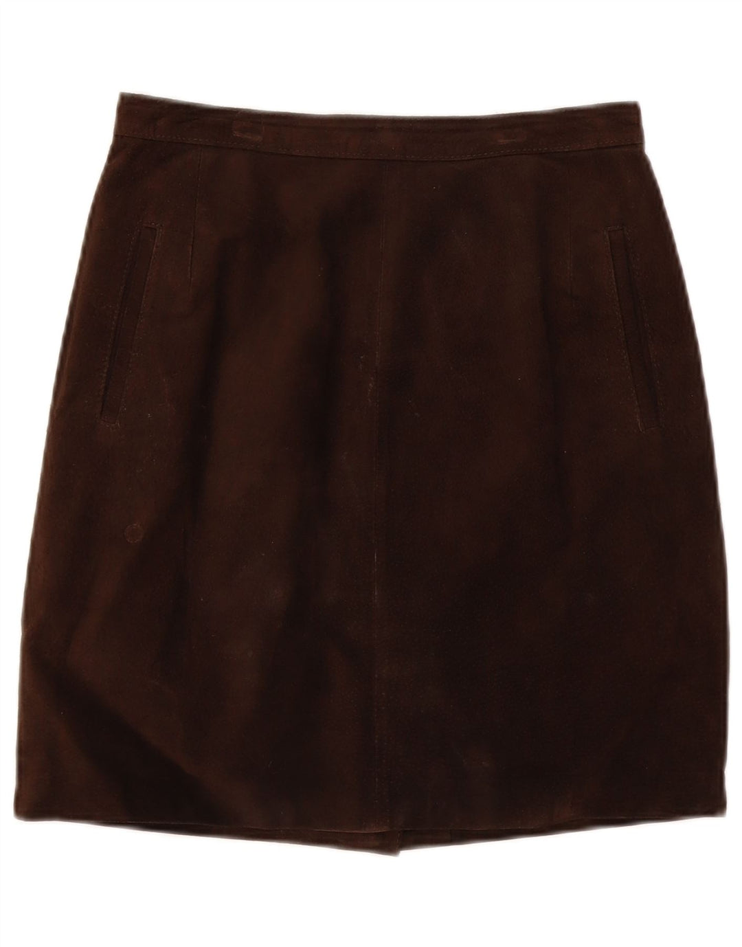 Gonna vintage in pelle scamosciata da donna IT 44 media W28 in pelle marrone