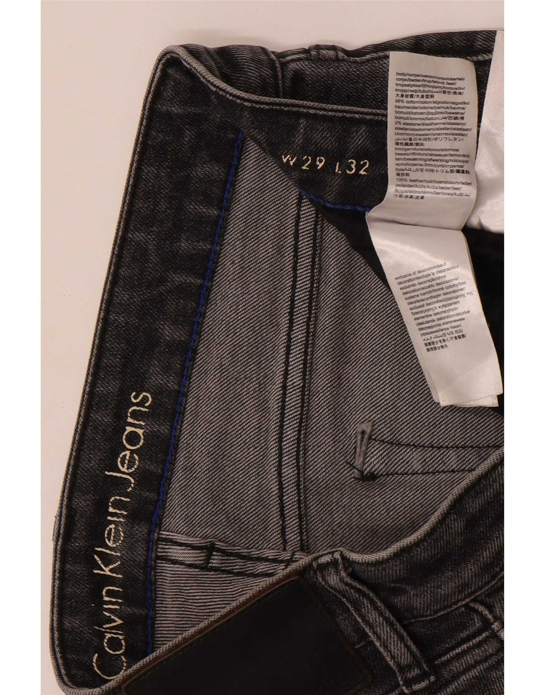 Jeans slim da uomo Calvin Klein W29 L32 cotone grigio