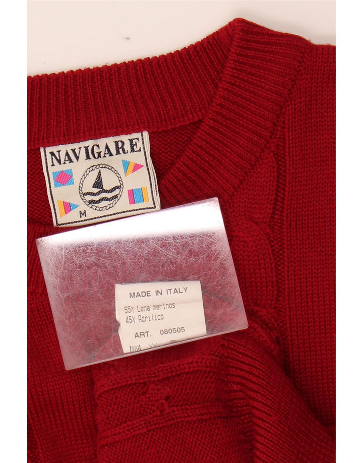 Maglione Navigare da uomo girocollo in lana bordeaux medio