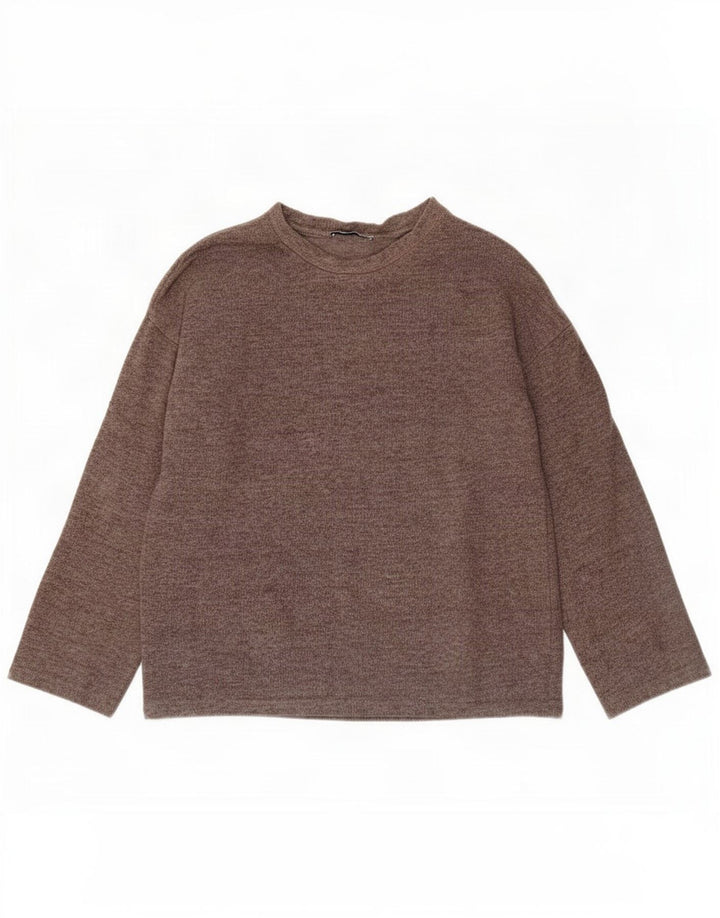 Maglione girocollo oversize da donna Zara UK 10 piccolo poliestere grigio