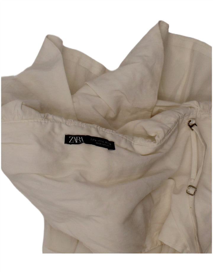 Top corto a strati senza maniche Zara da donna, grande, in cotone bianco