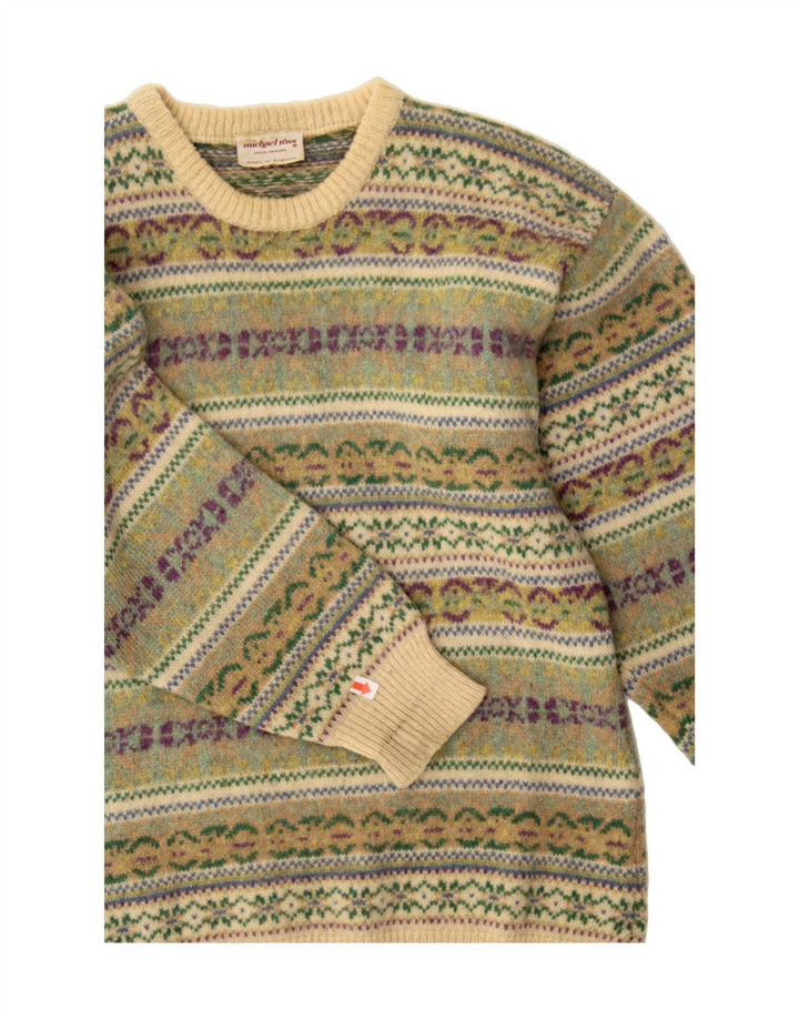 MICHAEL ROSS Maglione maglione girocollo da uomo piccolo verde Fair Isle