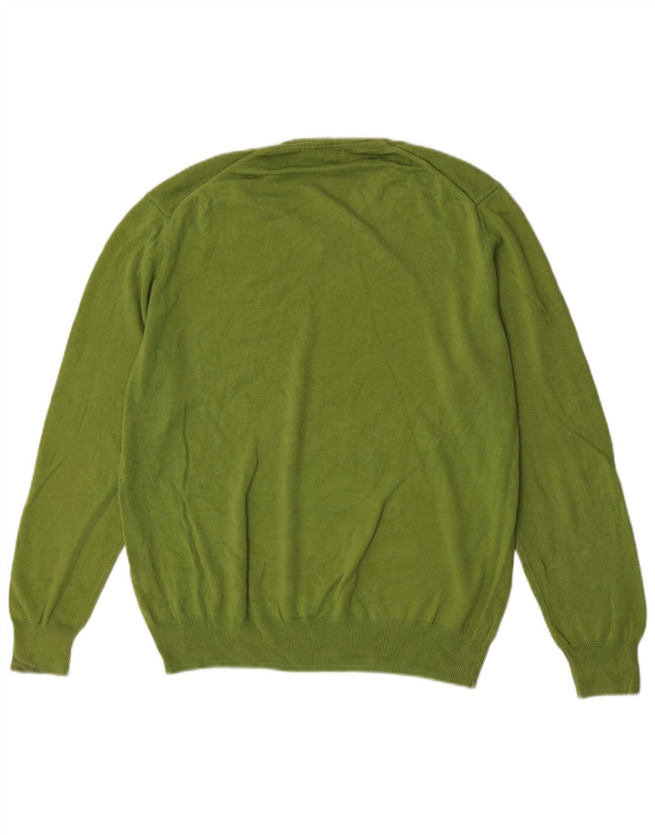Maglione Zara da uomo con scollo a V XL in cotone verde