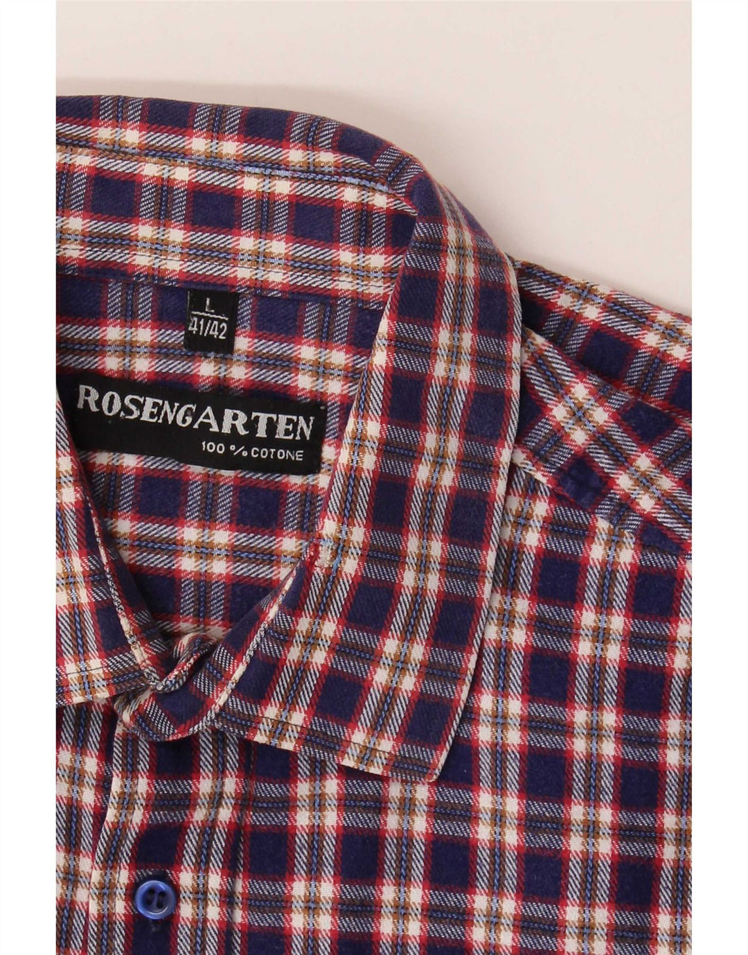 Camicia da uomo in flanella Rosengarten taglia 41/42 grande cotone a quadri blu
