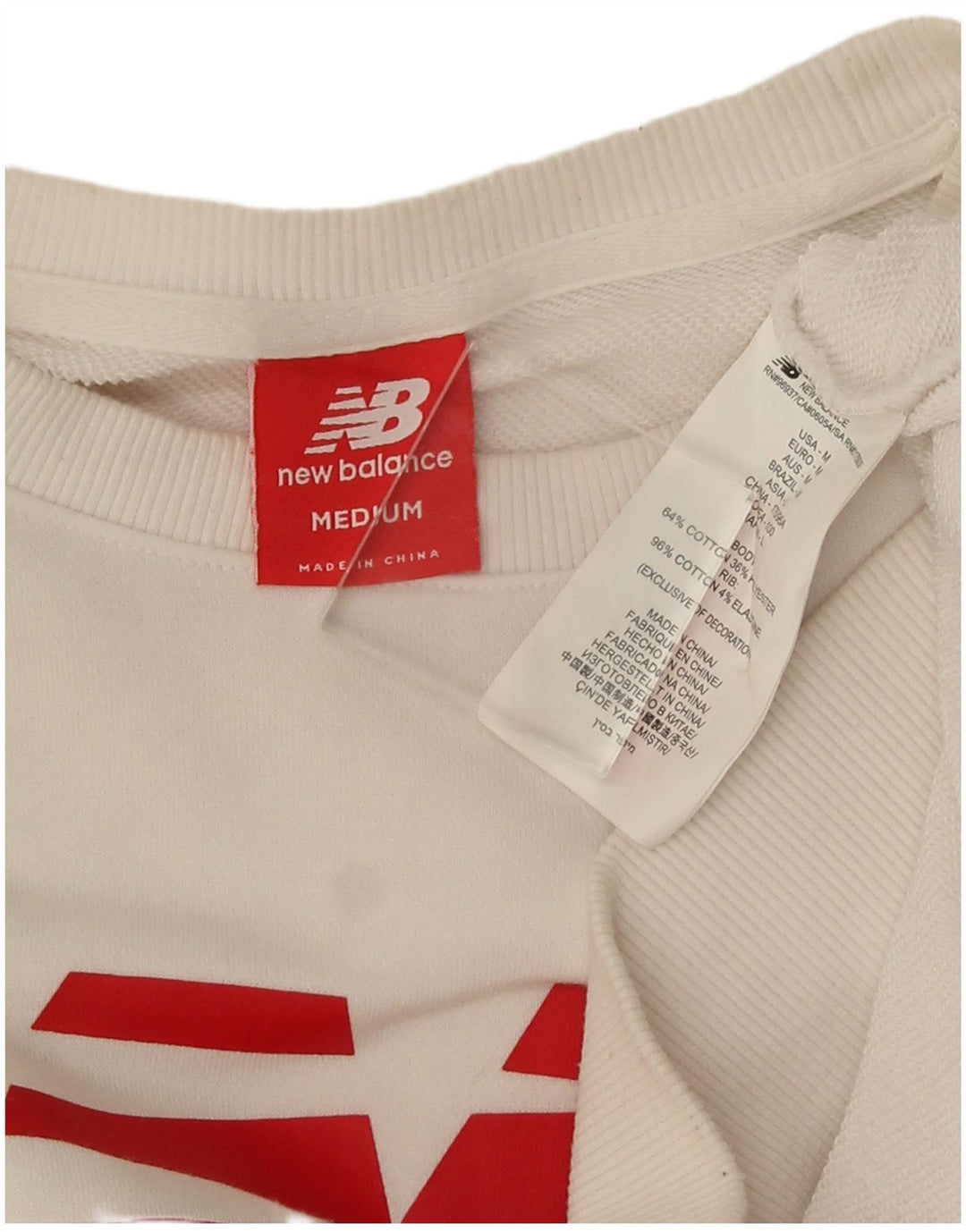 Felpa grafica da uomo New Balance, maglione, cotone bianco medio