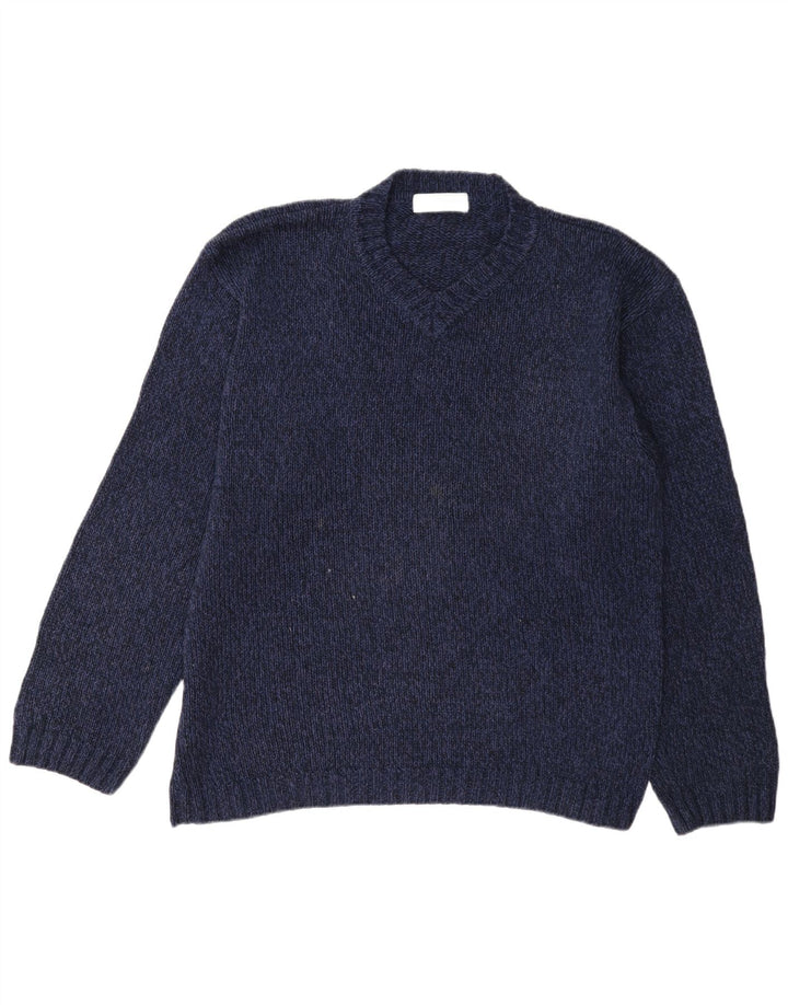 Maglione maglione con scollo a V Marks & Spencer da uomo St. Michael blu navy medio