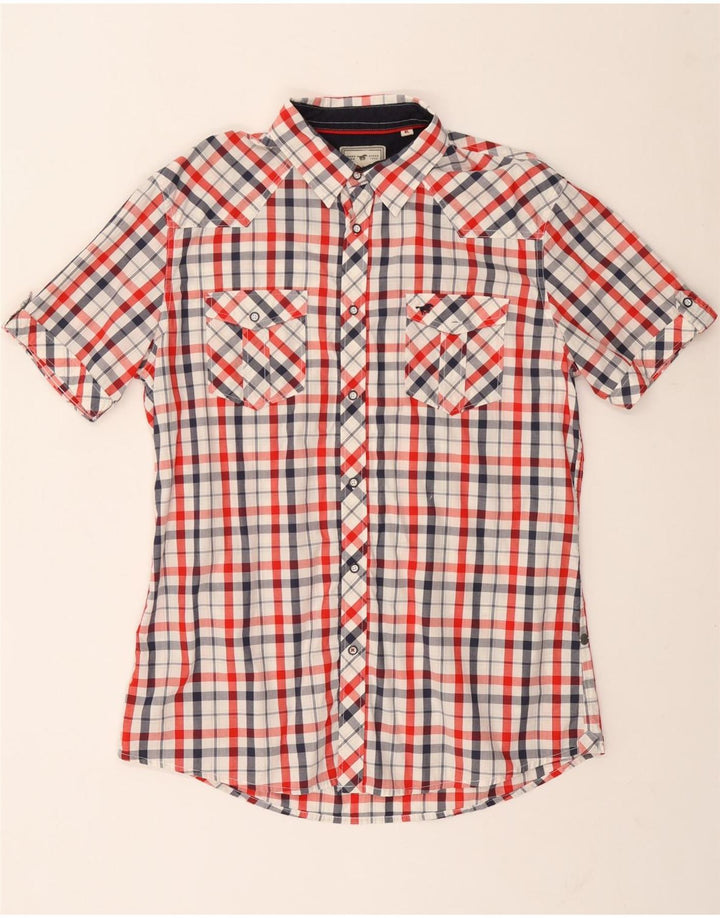 Camicia a maniche corte da uomo Mustang XL in cotone a quadri multicolore