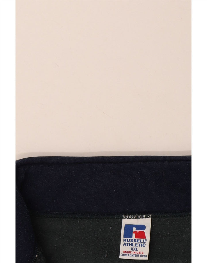 RUSSELL ATHLETIC Felpa con collo con zip da uomo Maglione 2XL Cotone blu
