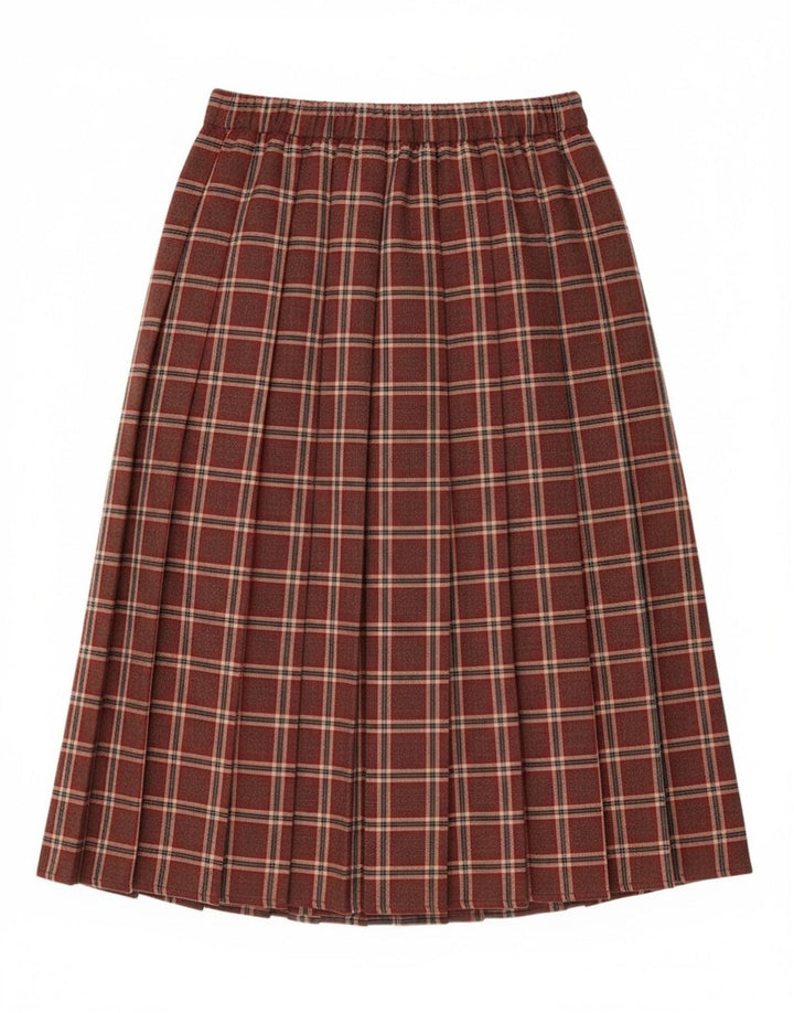 Gonna a trapezio da donna vintage grande W32 in poliestere a quadri bordeaux