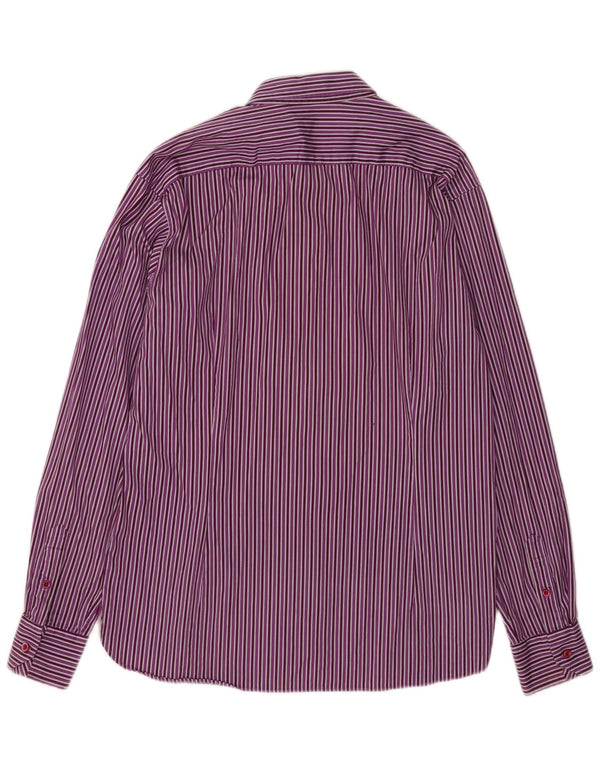 Camicia da uomo Ted Baker taglia 5 XL cotone gessato viola