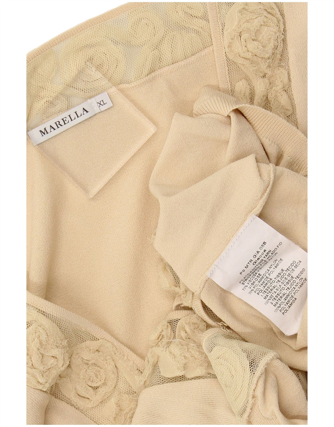 MARELLA Maglione cardigan corto da donna UK 18 XL Viscosa beige