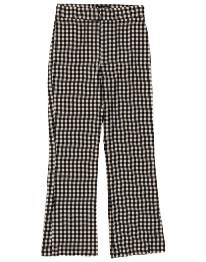 Pantaloni casual Bootcut da donna Zara piccoli W26 L25 viscosa a quadretti neri