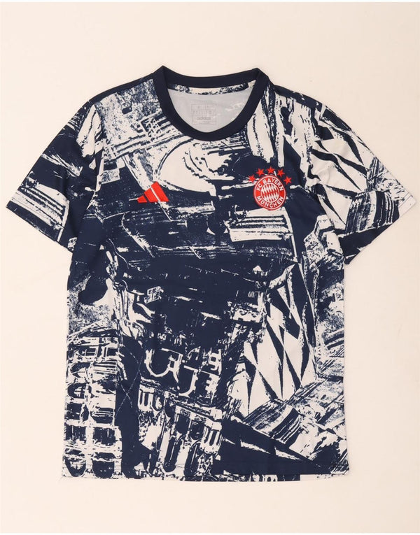 Adidas Uomo FC Bayern Munchen T-shirt grafica Top Small Blu Poliestere