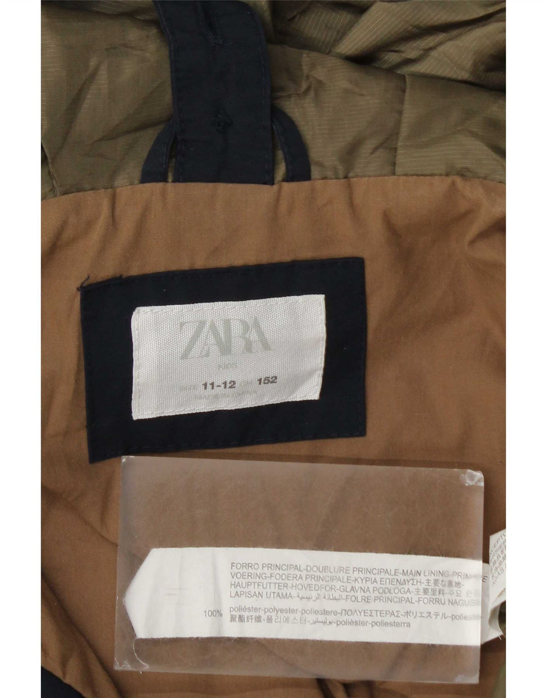 Giacca a vento con cappuccio Zara per ragazzi 11-12 anni in poliestere blu navy