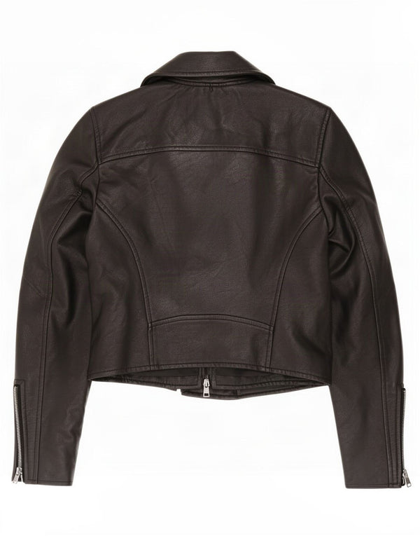 Giacca da motociclista in ecopelle da donna Abercrombie & Fitch UK 10 piccola nera