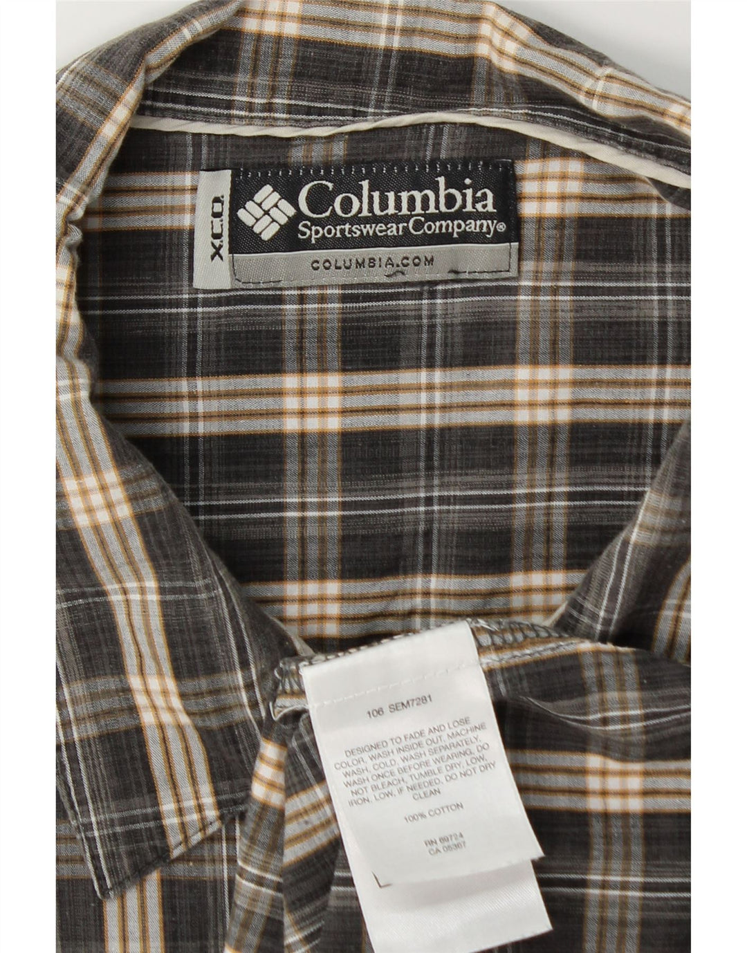 Camicia a maniche corte da uomo Columbia in cotone a quadri grigi grandi