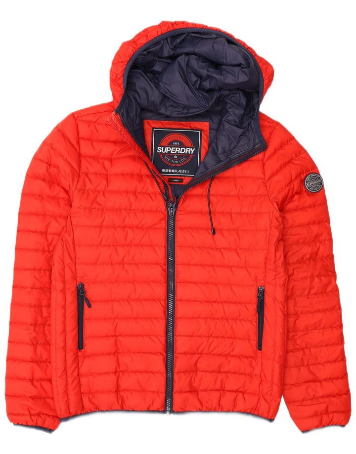 Giacca imbottita con cappuccio da uomo Superdry UK 40 Large rossa in poliestere