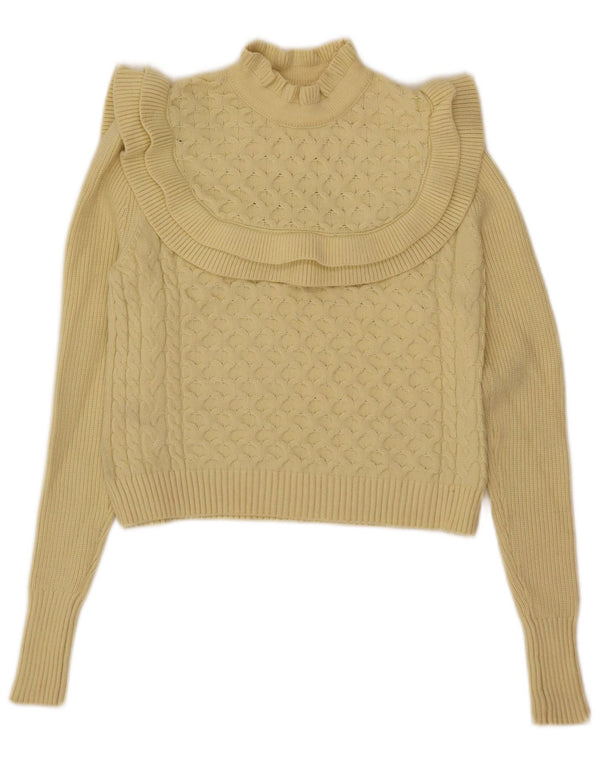 Maglione corto a collo alto da donna Zara UK 10 piccolo in viscosa gialla