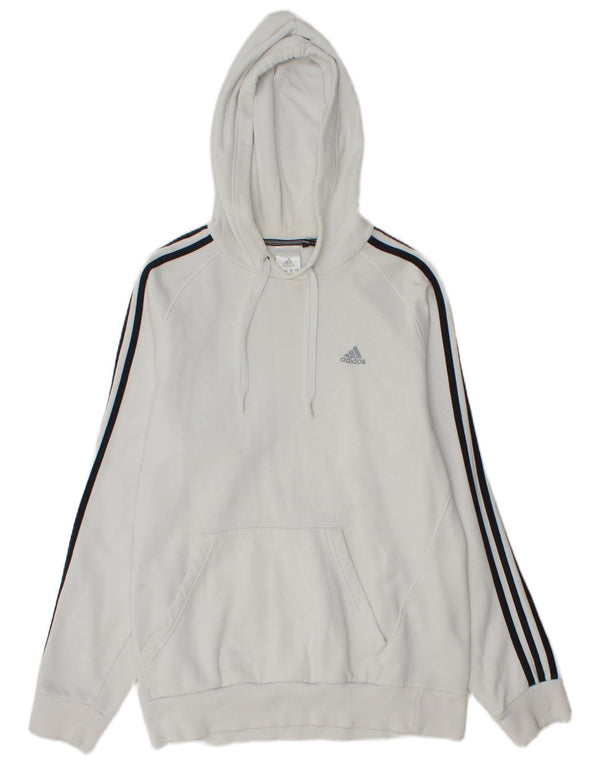 Felpa con cappuccio da uomo Adidas, cotone bianco medio