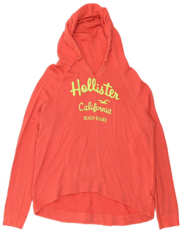 Felpa con cappuccio grafica Hollister da donna, vestibilità ampia, UK 14, cotone rosa medio