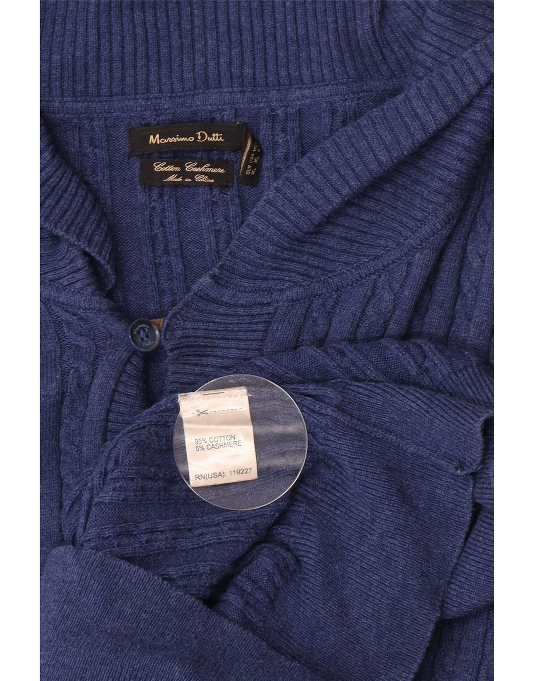Massimo Dutti Maglione da donna con collo a scialle UK 18 XL Cotone blu