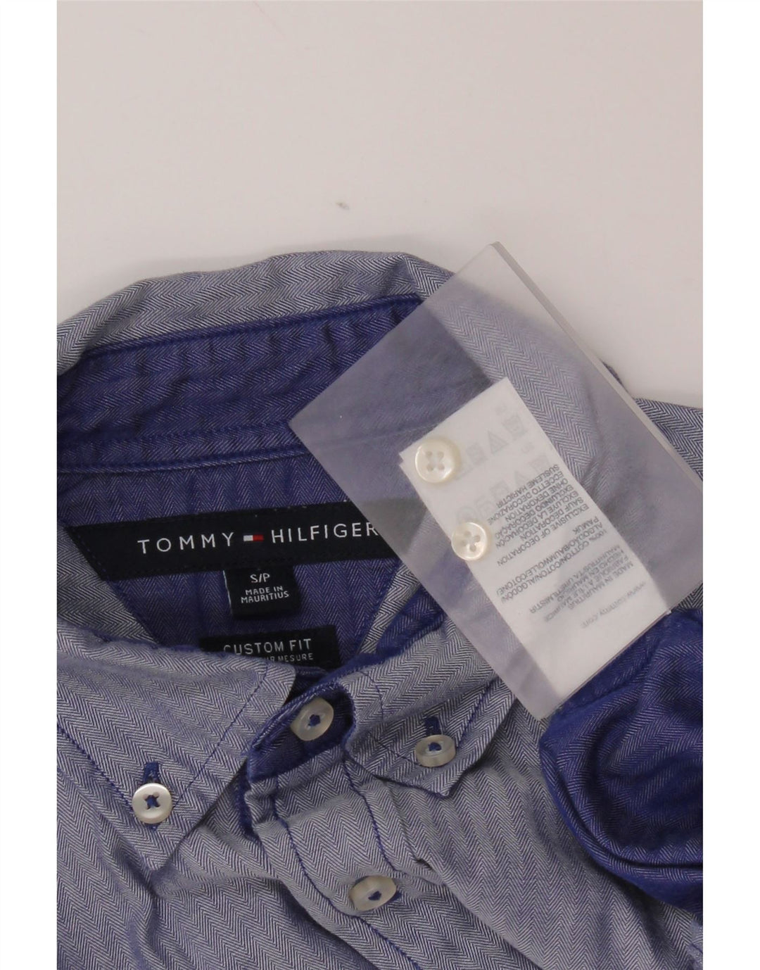 Camicia personalizzata da uomo Tommy Hilfiger piccola in cotone blu