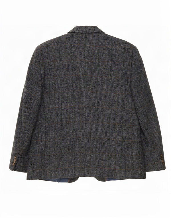 Giacca blazer a 2 bottoni da uomo Harris Tweed IT 52 XL lana a quadri grigia