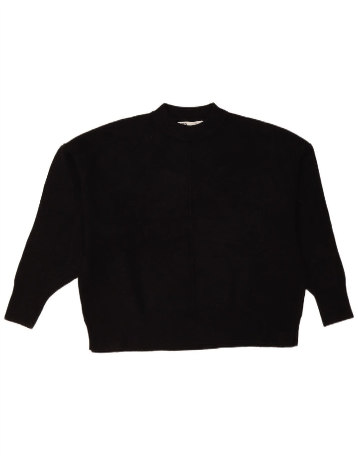 Maglione a collo alto oversize da donna Zara UK 10 piccolo in viscosa nera