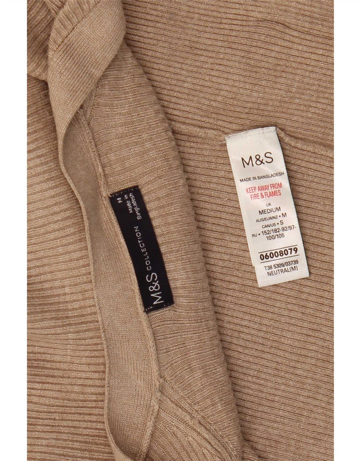 Maglione cardigan aperto da donna Marks & Spencer UK 14 Viscosa beige medio