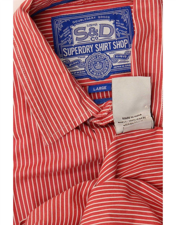 Camicia da uomo Superdry Large in cotone gessato rosso