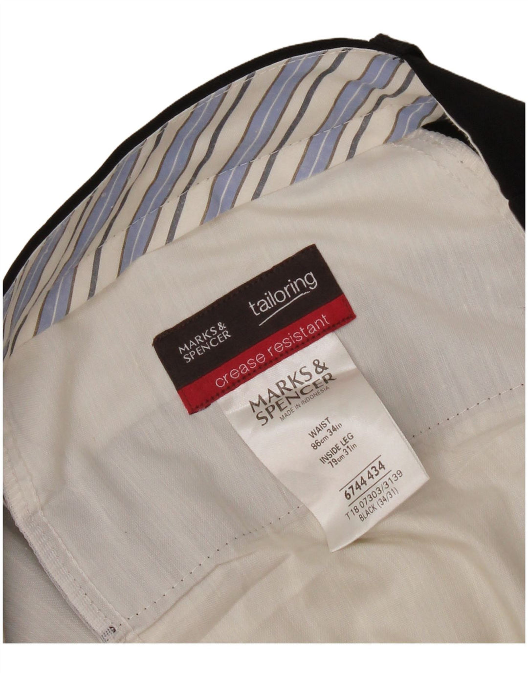 Pantaloni da abito su misura da uomo Marks & Spencer W34 L31 poliestere nero
