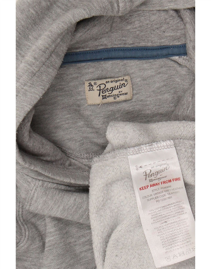PENGUIN Boys Hoodie Jumper 13-14 Years Medium Grey Flecked Cotton