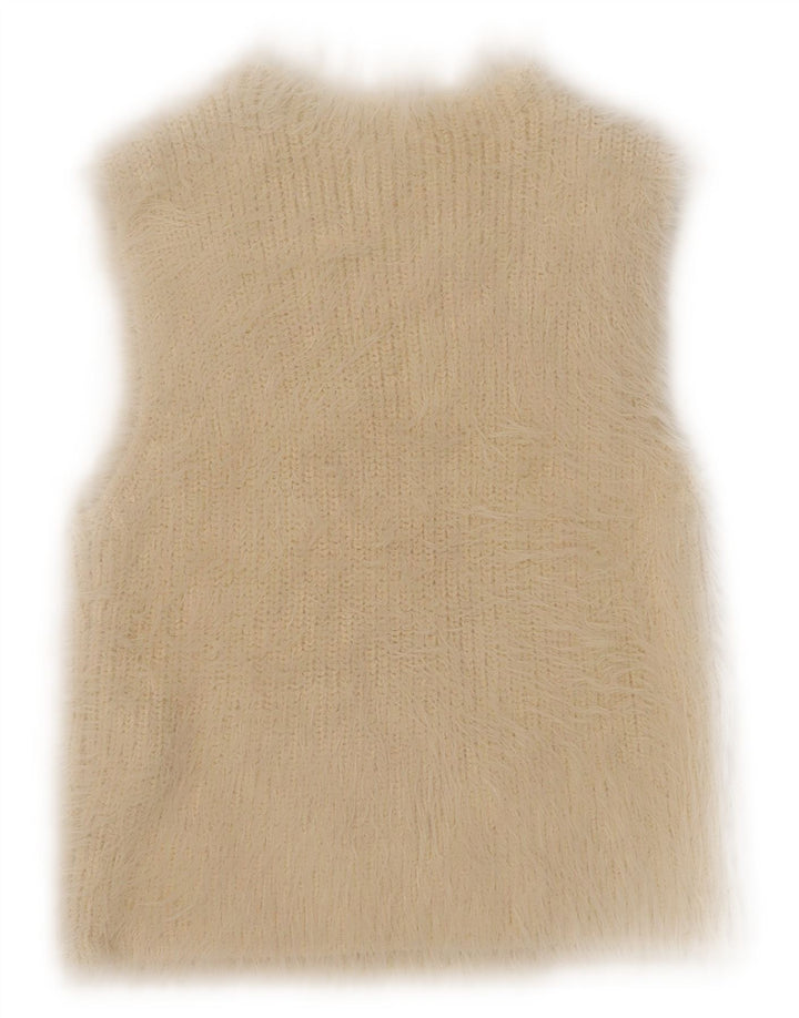 Canotta corta da donna Zara UK 14 grande beige in poliammide