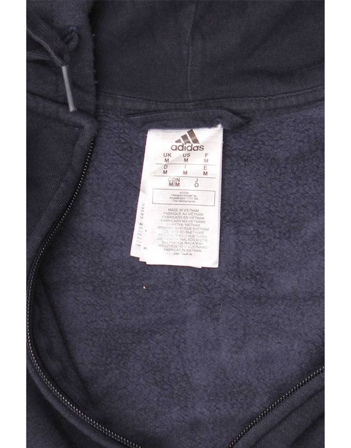 Maglione con cappuccio e zip da uomo Adidas in cotone blu navy medio