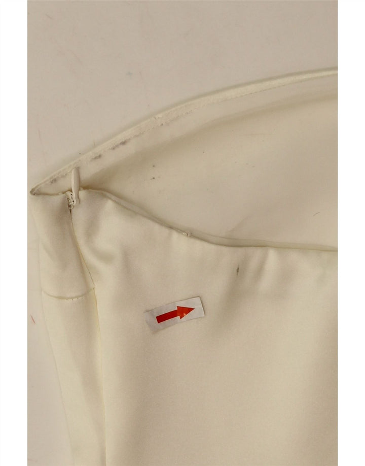 Top corto senza spalline da donna Zara UK 12 Poliestere bianco medio