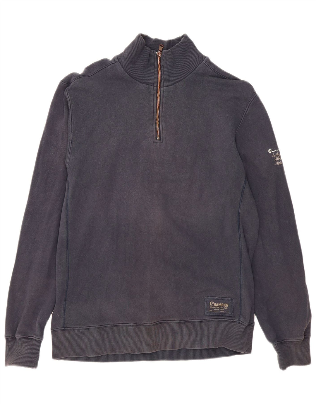 Felpa Champion da uomo con collo con zip, maglione grande, cotone blu navy