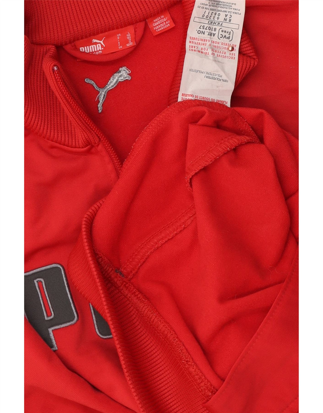 Giacca da ginnastica grafica da ragazzo Puma 11-12 anni in poliestere rosso