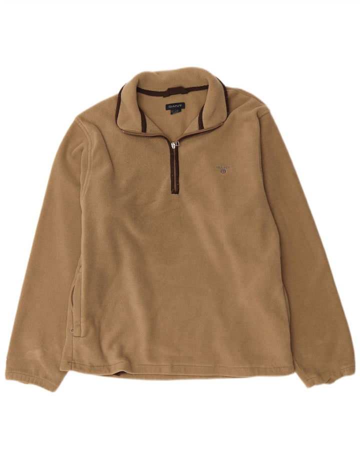 Gant Maglione in pile da uomo con zip e collo, grande, in poliestere beige