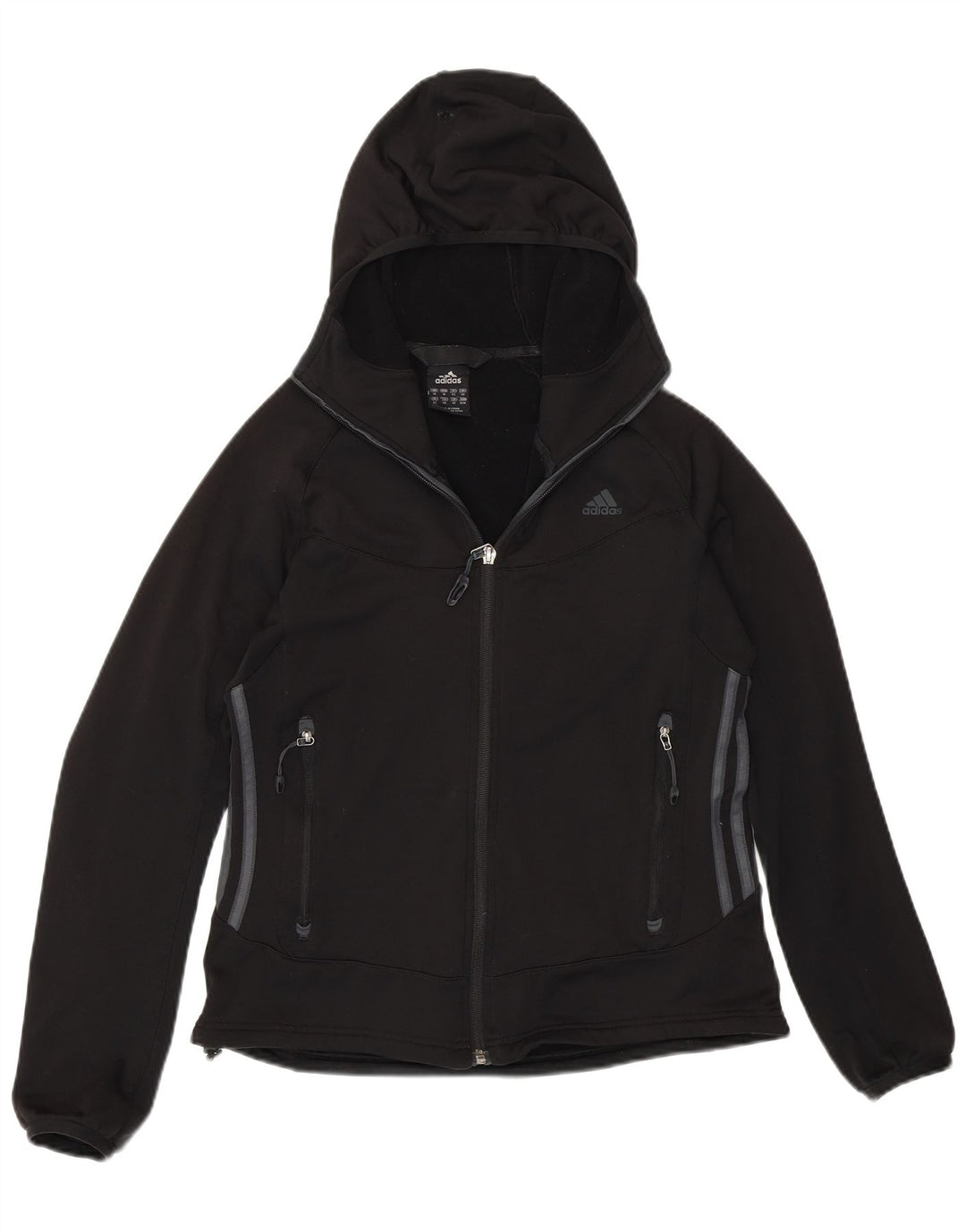 ADIDAS Womens Zip Hoodie Sweater UK 14 Large  Black Polyester