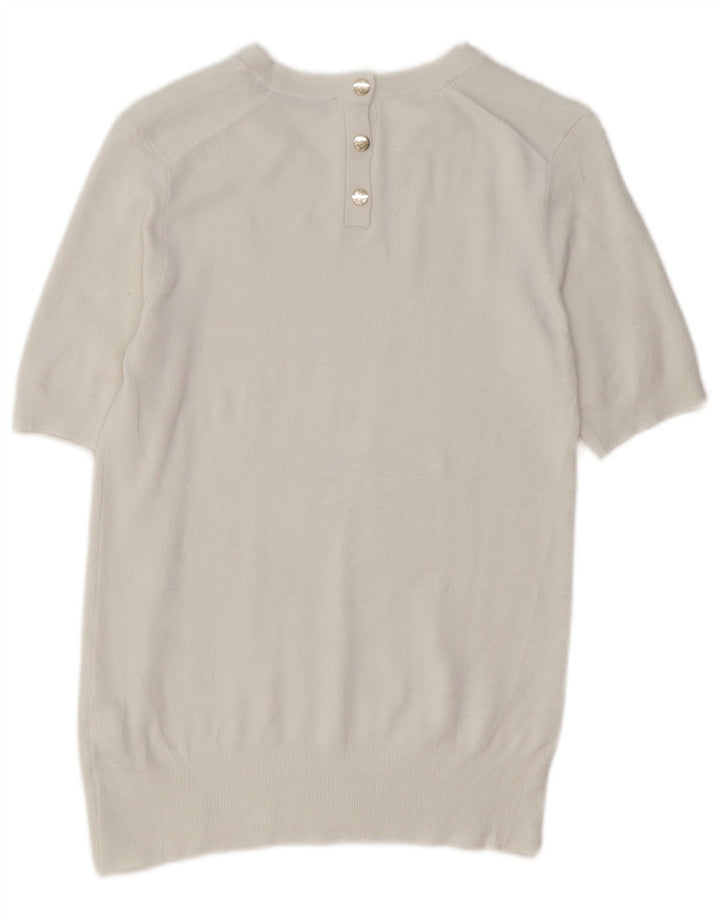 Maglione Zara da donna a maniche corte con scollo a barca UK 12 bianco medio