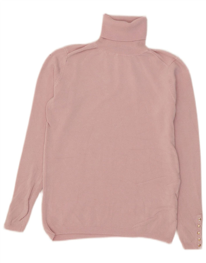 Maglione maglione collo alto da donna Zara UK 10 piccolo rosa viscosa