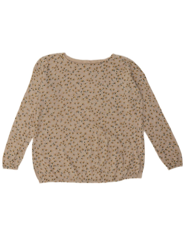 Maglione maglione oversize con scollo a barca da donna Fat Face UK 10 Piccolo floreale beige