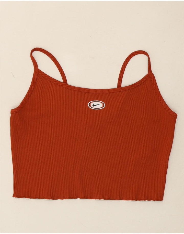 NIKE Womens Crop Cami Top UK 14 Large Maroon Polyester Vintage Nike and Second-Hand Nike from Messina Hembry 