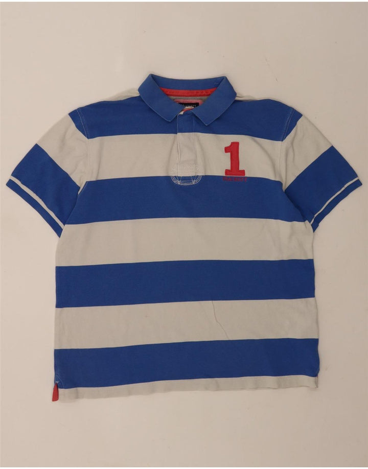 Polo Hackett da uomo su misura 2XL in cotone a righe blu