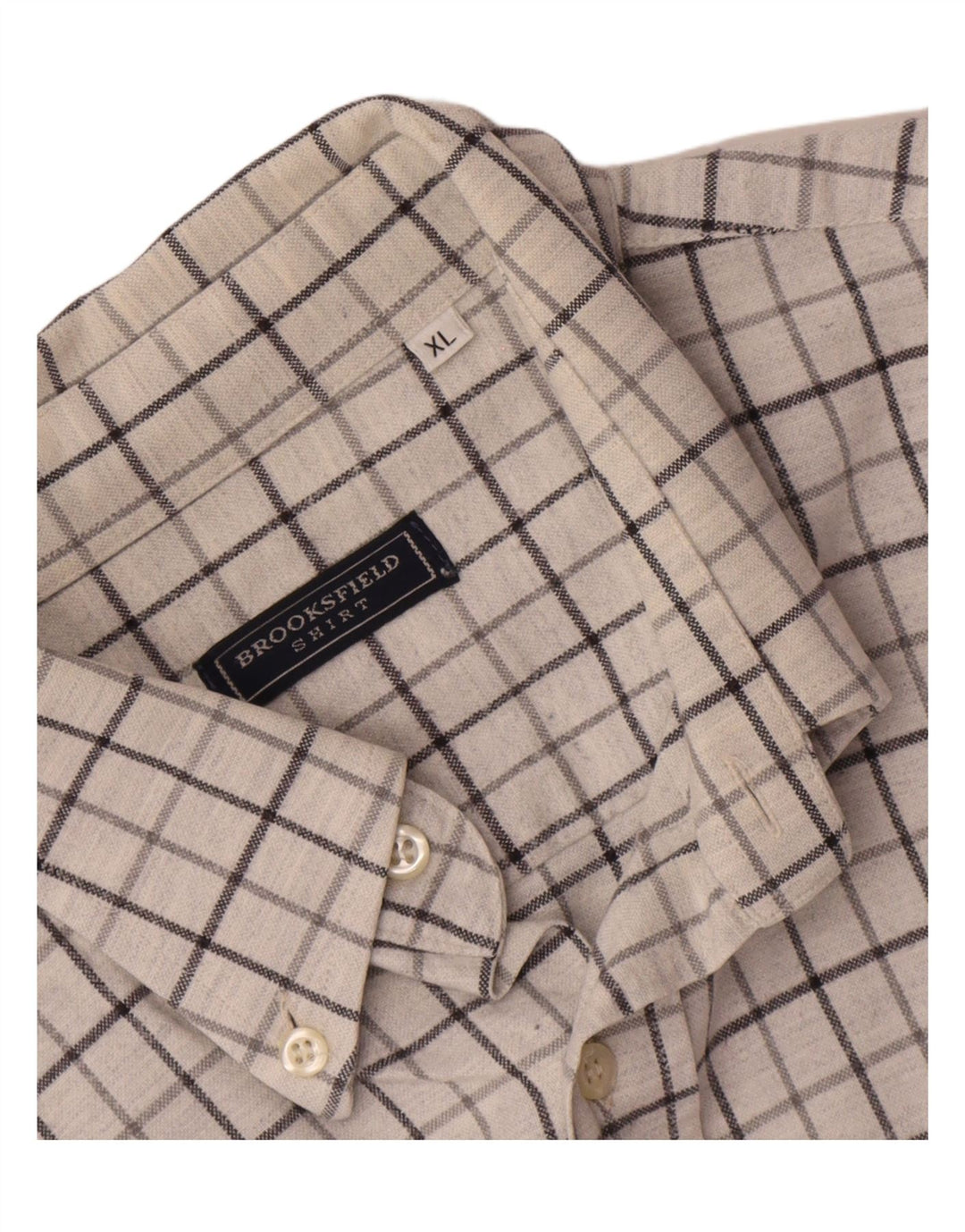 Camicia da uomo Brooksfield XL in cotone a quadri bianchi
