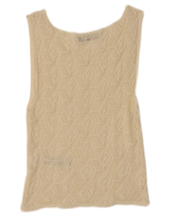 Canotta in maglia da donna Zara UK 14 grande beige in poliammide