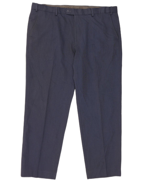 Pantaloni da abito vestibilità regolare Marks & Spencer da uomo W40 L29 poliestere blu navy
