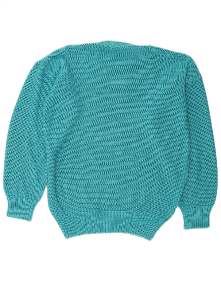 Maglione maglione girocollo da donna vintage EU 36/38 cotone blu medio